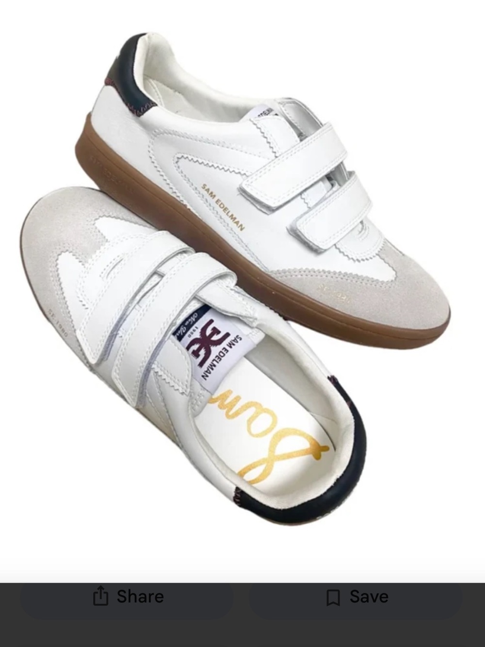 Sam Edelman White, Tan & Black Velcro Sneakers